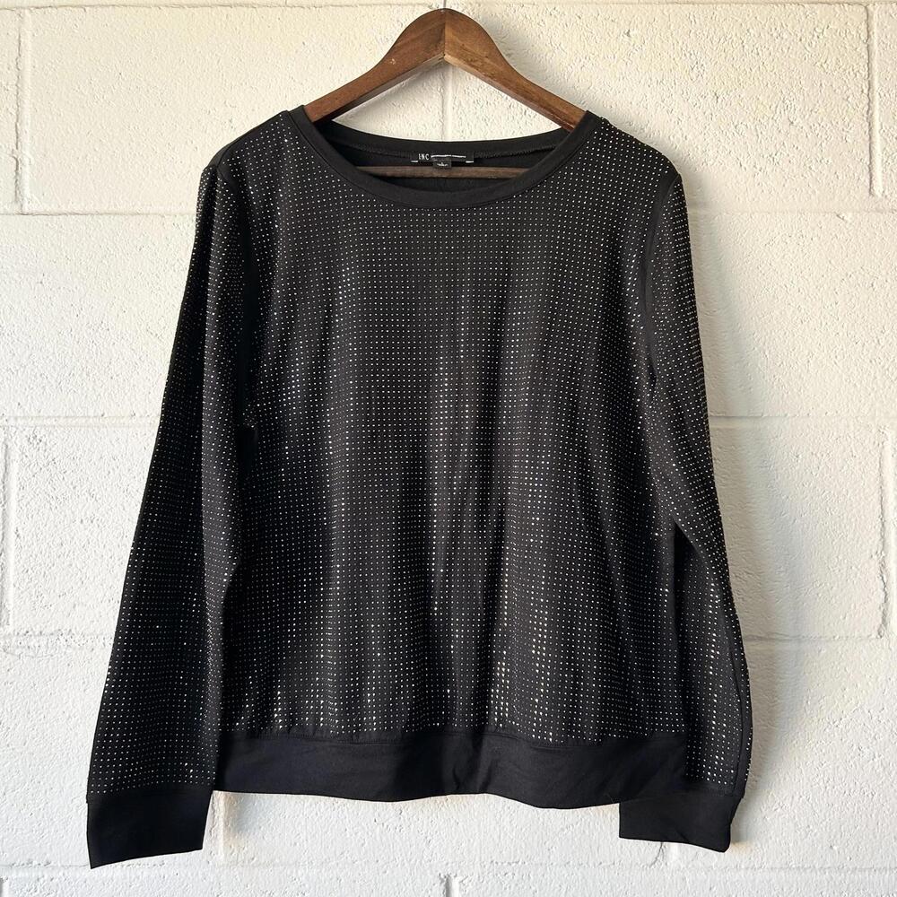 INC International Concepts Studded Shimmery Long Sleeve Sweater Women's Large